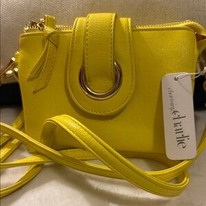 Charming Charlie Vibrant Yellow Crossbody and Wristlet Bag NWT
